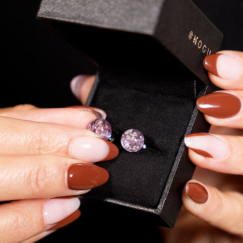 Lilas | Argent sterling .925 | Boucles d'Oreilles Tiges Verre Luciole